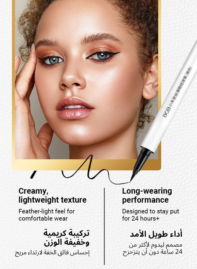 BOB Ultra-Fine 0.4mm Tip Liquid Eyeliner – 24H Waterproof & Smudge-Proof, Quick-Dry Matte Black, Beginner-Friendly for Hot & Humid Climate - Image 5